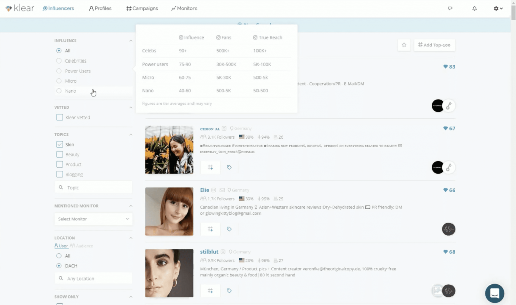 Klear Influencer Tool - find Influencer in 2020